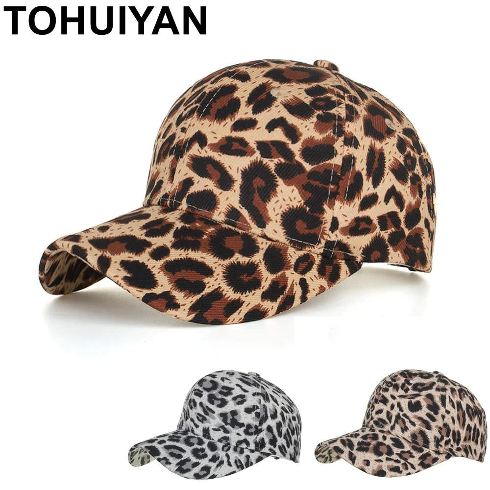 

TOHUIYAN Leopard Baseball Cap For Women Summer Fashion Travel Hats Girls Hip Hop Caps Strapback Casquette Snapback Drop Shipping