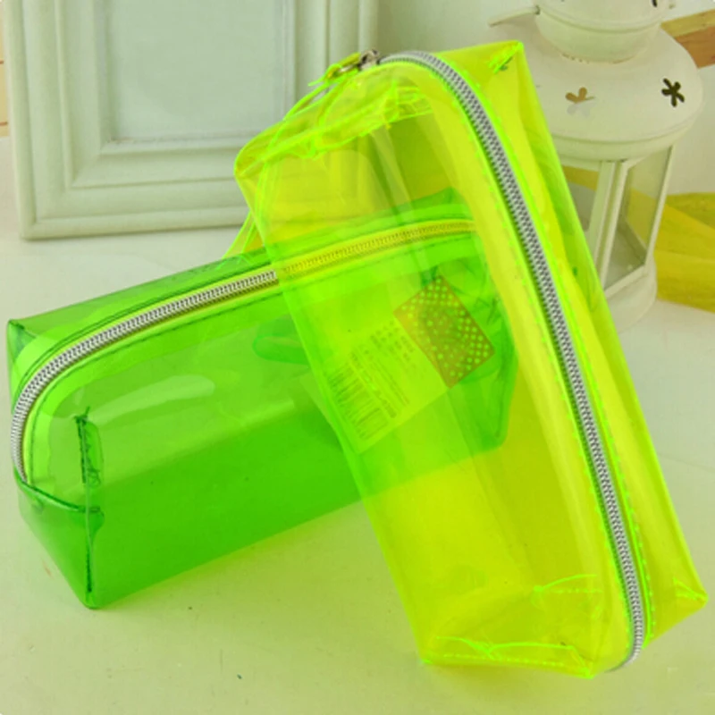 

New transparent Plastic Pen Case Pencil Bag Holder Storage Pouch Cosmetic Makeup Bag Pouch Fashion Christmas Gift Papelaria