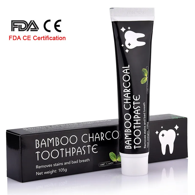 Уход за зубами бамбук натуральный активированный уголь Отбеливание зубов Гигиена полости рта зубной пасты стоматологический FDA CE сертификация дропшиппинг - Цвет: Черный
