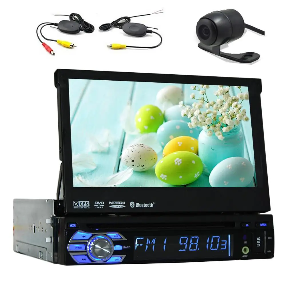 Excellent Rear Camera include! Car GPS Navigation DVD Player 1din Stereo Audio Player USB IPOD FM Transmitter Steering Wheel Control Radio 2
