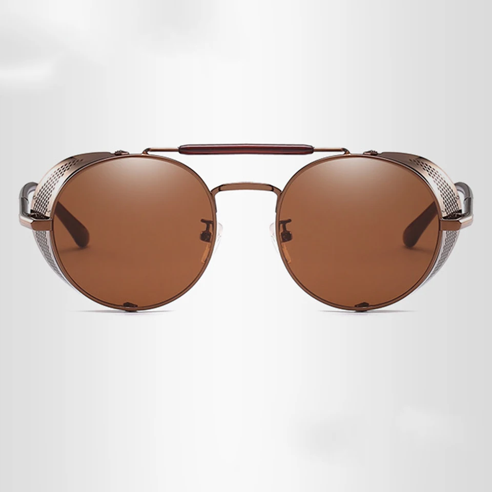 Ретро стимпанк круглые металлические солнцезащитные очки для мужчин и женщин Косплей вечерние очки UV400 Черный Красный градиентный щит