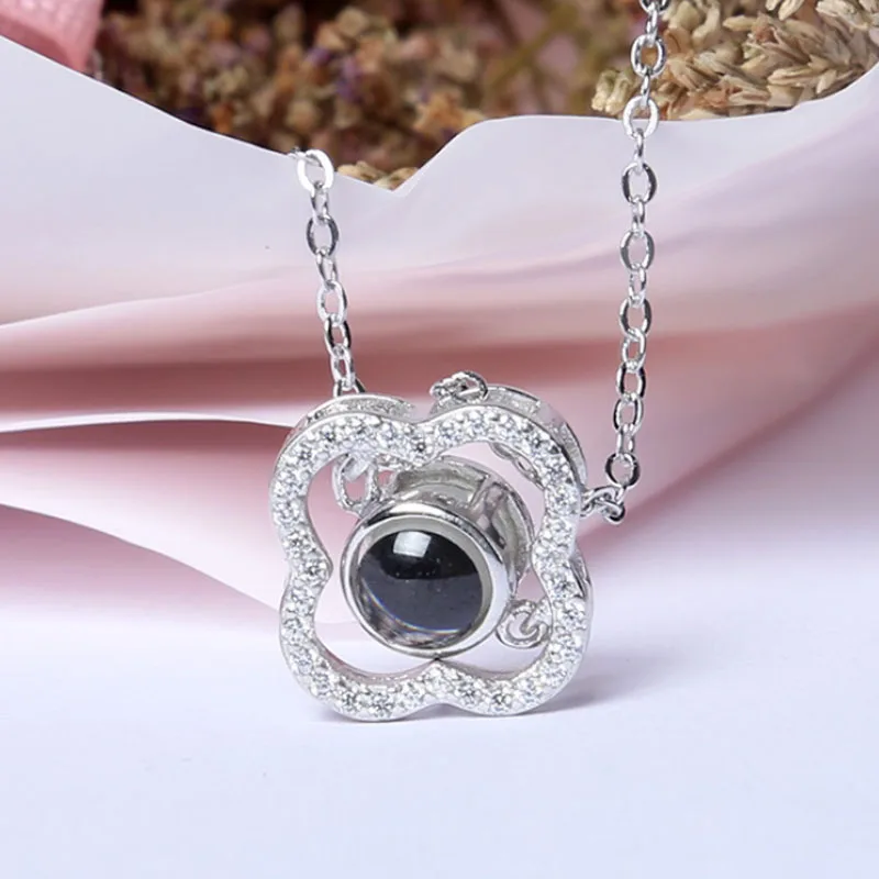 rose gold flower silver pendant necklace christmas gift 04