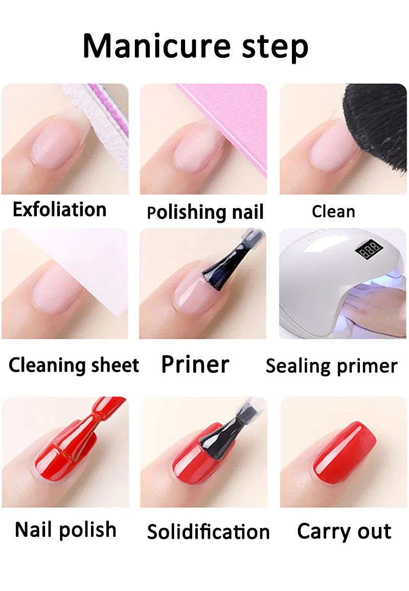 Nail Set 36/48/72W UV LED Gel Lamp for Nails Manicure Set 10 pieces Gel Nail Polish Varnish Extension Polygel Tool Kit nail kit