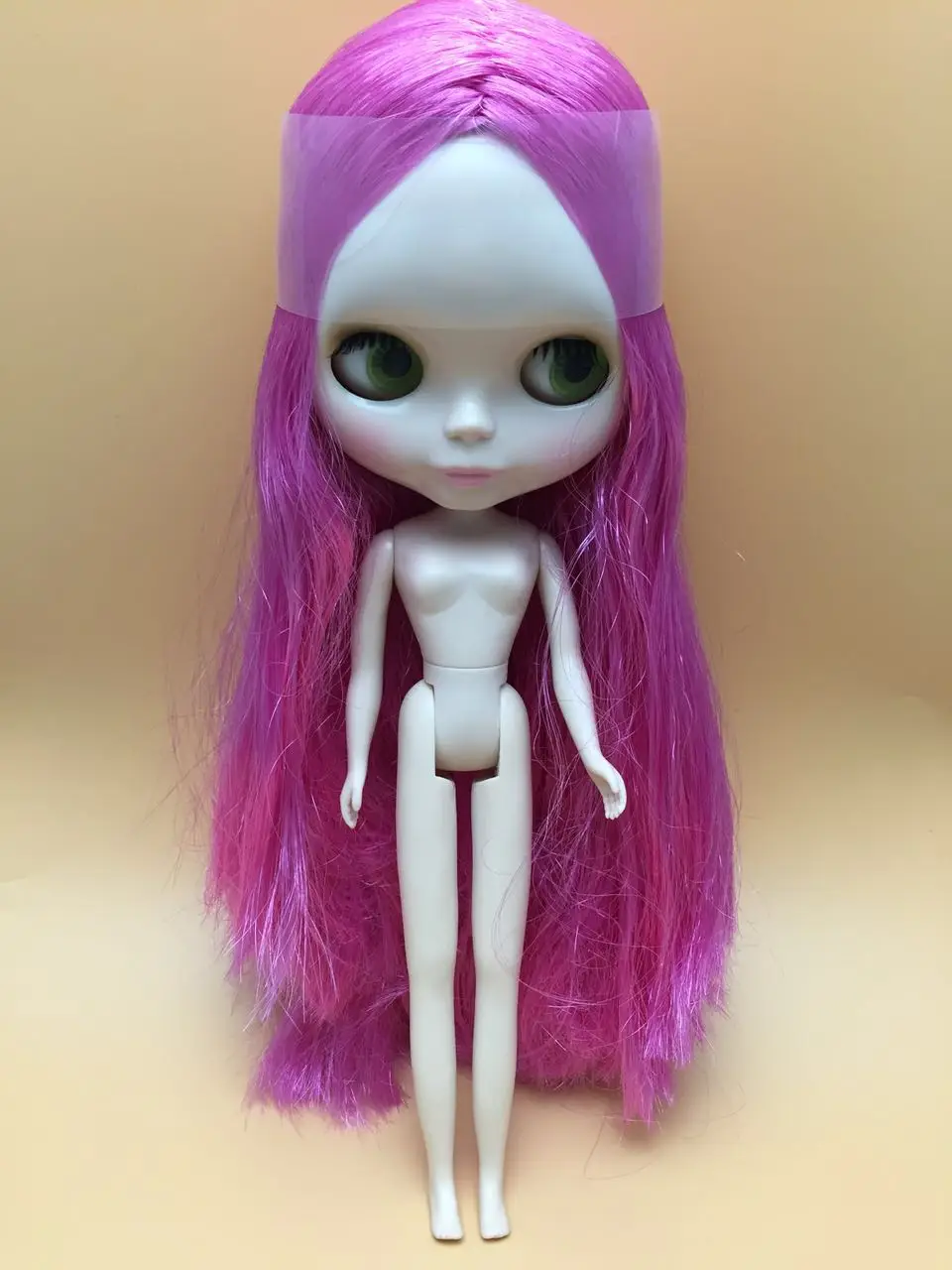 

Free Shipping 28CM High Nude Blyth Doll Purple Long Hair White Skin Suitable For Dress Up By Yourself DIY Change For Girl
