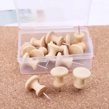 

15Pcs Nautral Cork Wooden Pushpins Thumbtack Board Pins Drawing Photo Wall Studs Office School Supplies