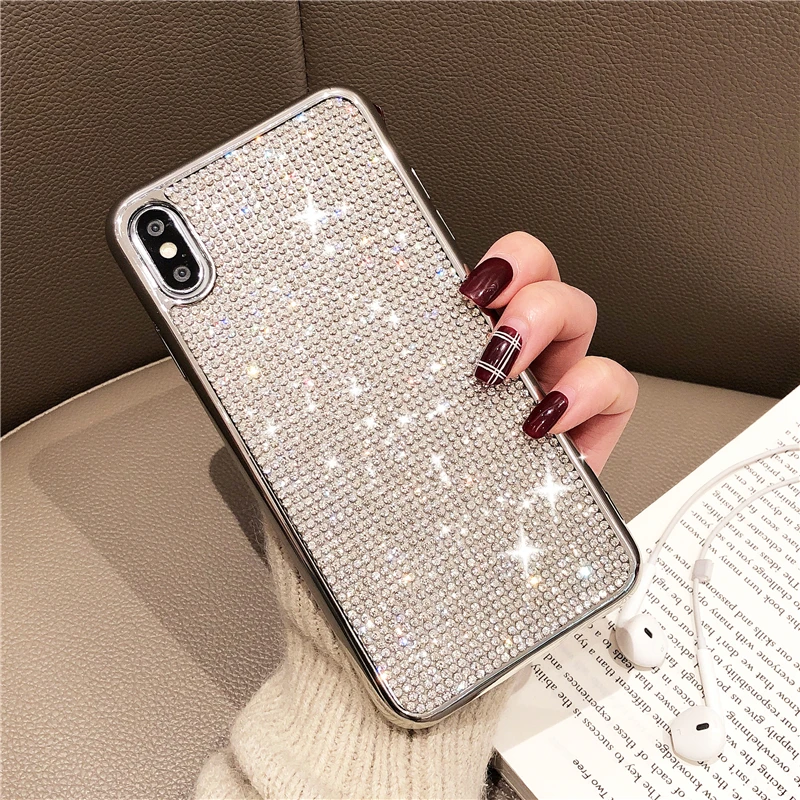 

Luxury Bling Rhinestone Phone Case For iphone XS Max XR X Case For iphone 6s 6 8 7 plus Cover Fashion Gilitter Soft Cases Capa