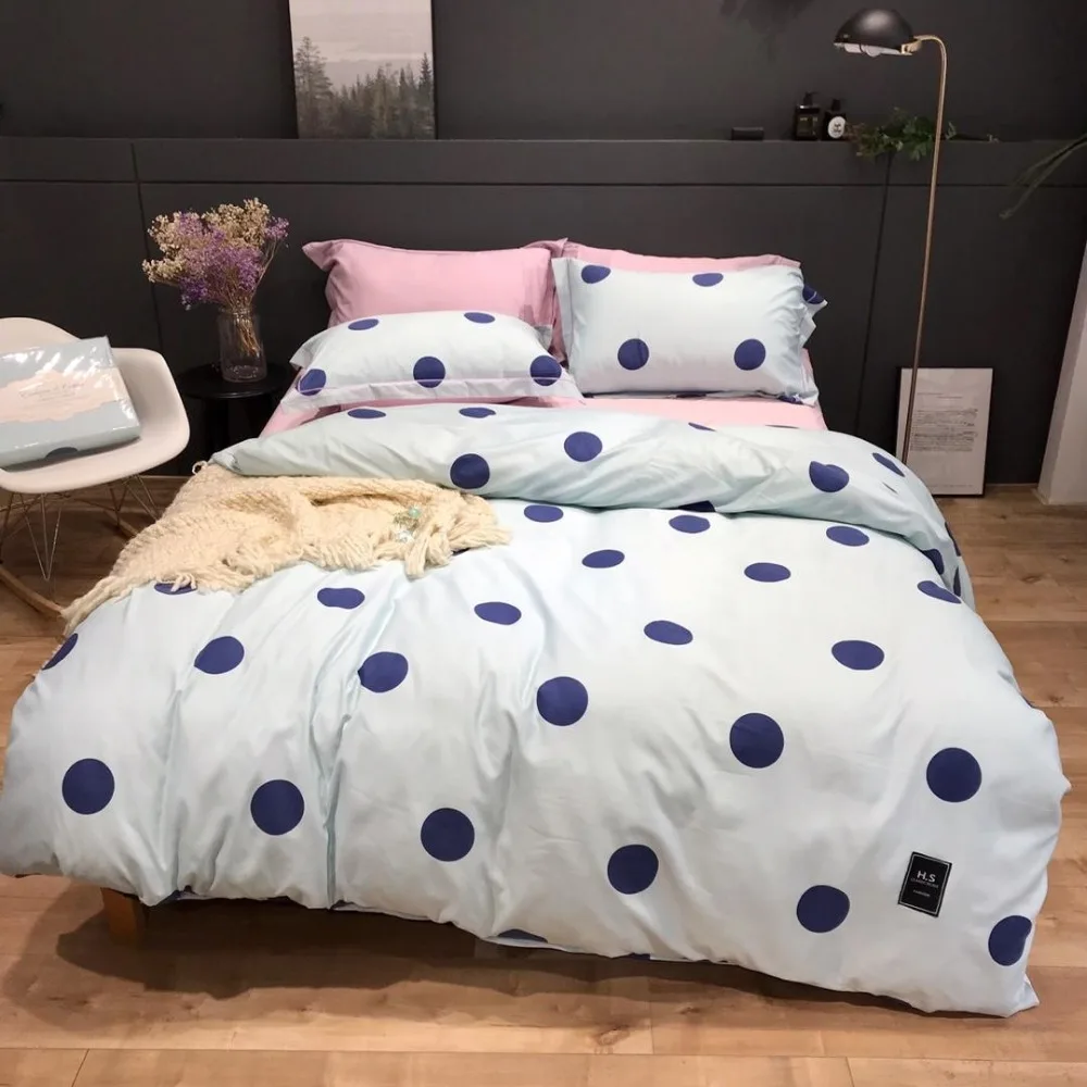 

Blue wave point Bedding Set New style Bed set Right angle Bed Sheet Queen Size Duvet Cover Set luxury Bed Linen