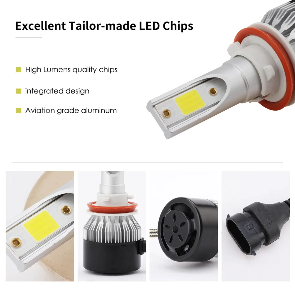 

2Pcs/Set LED Headlight Kit H8 H9 H11 1850W 277500LM 6000K Low Beam Fog Bulb HID