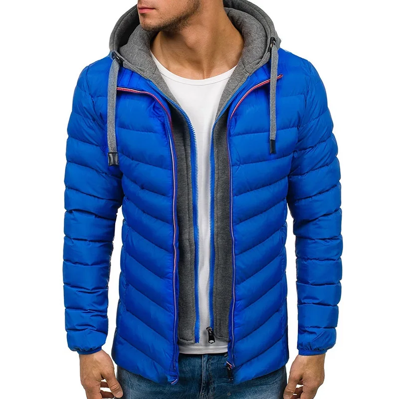 Zogaa брендовая зимняя Для мужчин куртка Повседневное Для мужчин s куртки и пальто толстая парка Для мужчин верхняя одежда плюс Размеры S-3XL Для мужчин одежда - Цвет: Синий
