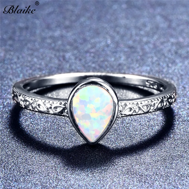 Blaike 925 серебряные ювелирные изделия белый/синий/фиолетовый опал кольца для