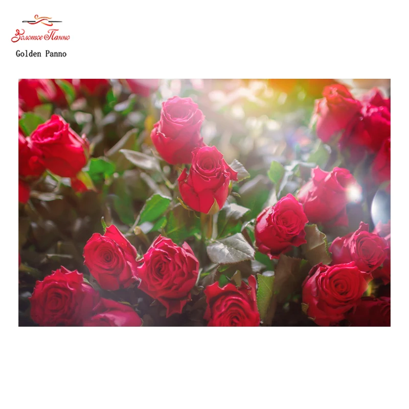 

Golden Panno,Needlework,DIY DMC 14CT 11CT printed Cross stitch,Embroidery kits Red rose flower white canvas Counted Wall Art