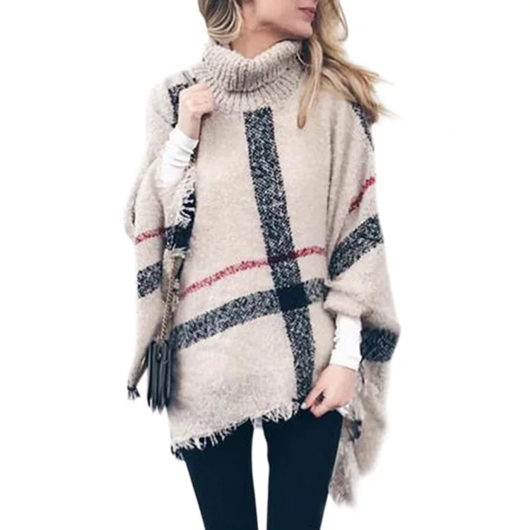 LOGAMI пончо стильное пальто осень зима пончо Вязание водолазка женские длинные пончо и накидки-свитера пуловеры Pull Femme