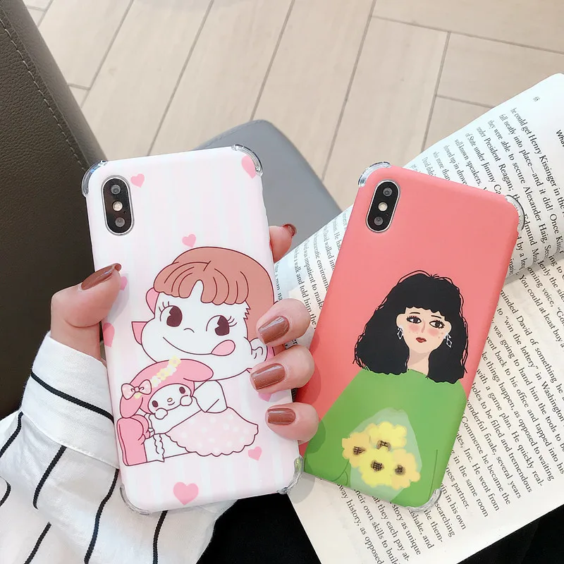 

FastDeng Cute Cartoon Fujiya Girl Phone Cases for Huawei P20 lite pro P30 case Soft TPU with bracket phone case for Honor 10 V10