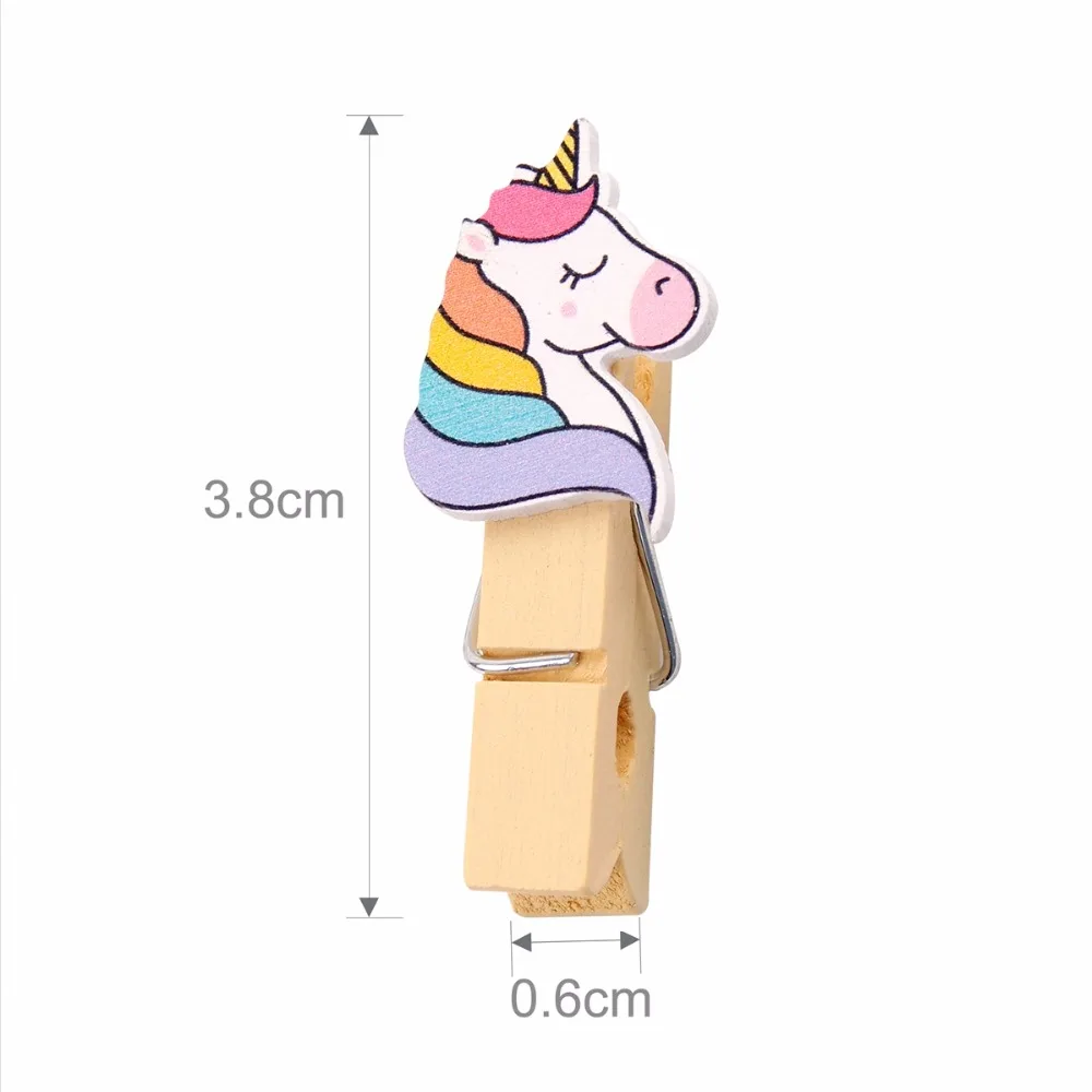 FENGRISE 10 шт цветной Единорог деревянные DIY Фото зажимы для свадебной вечеринки