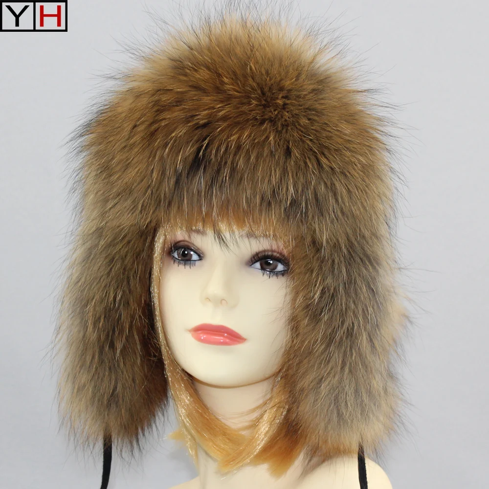 New Winter Women Lovely Real Fox Fur Hats Natural Fox Fur Winter Quality Thick Warm Fox Fur Bomber Hat