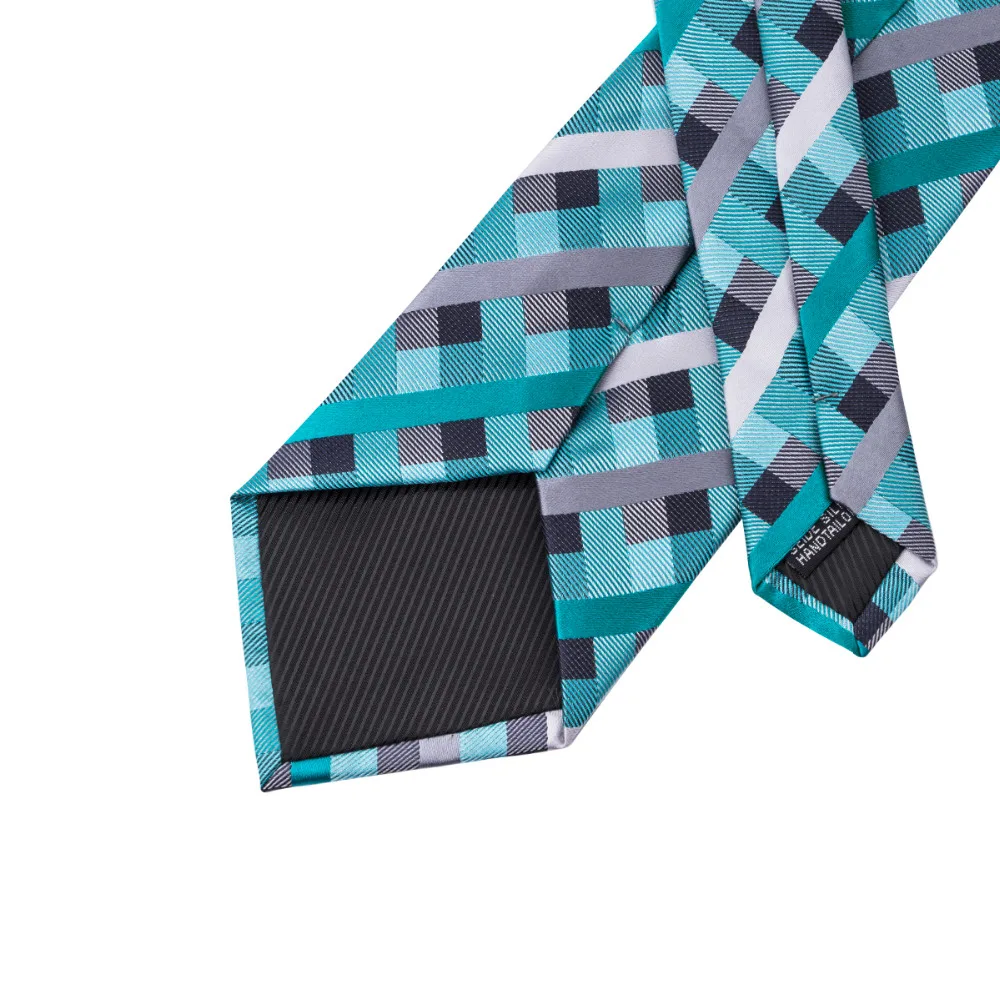 Повседневное мульти Цвет классический в зеленую клетку шелковый галстук-бабочка для свиданий Свадебные Бизнес галстук, носовой платок, Запонки Комплект C-553