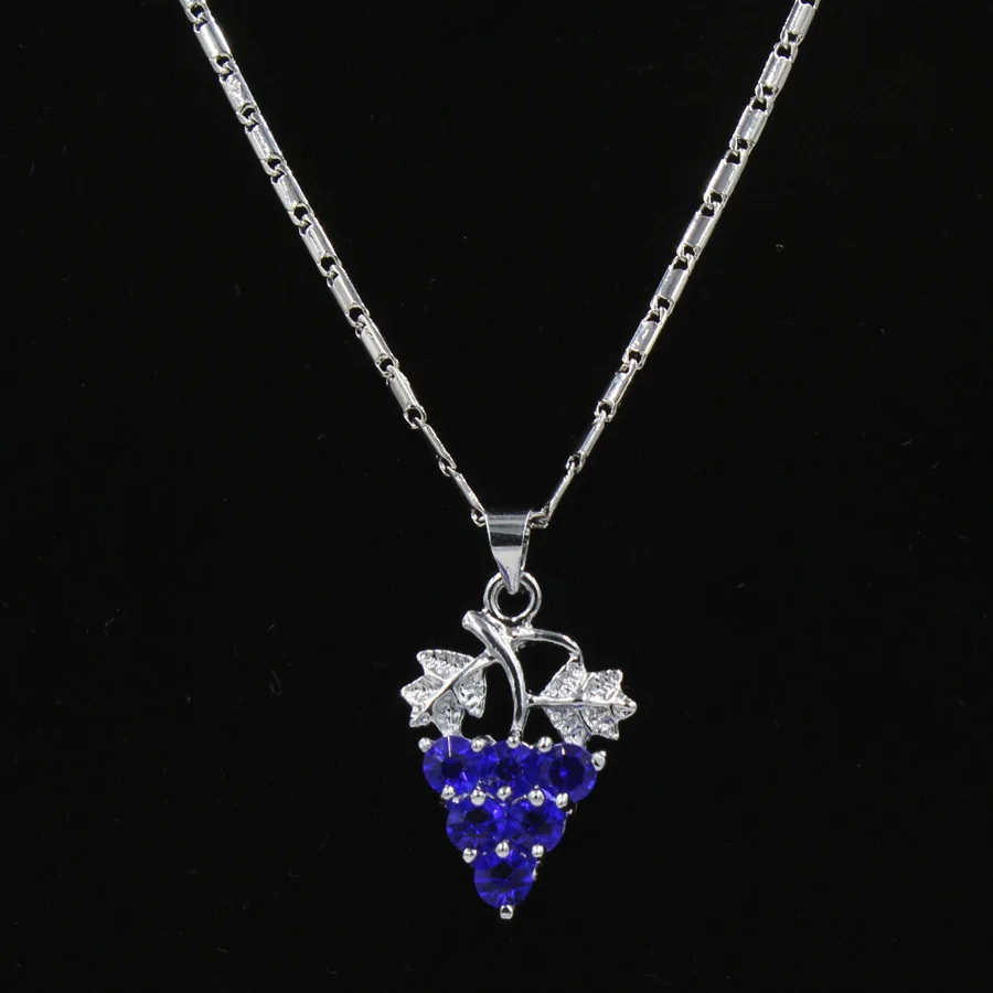 Free Shipping Blue grape Necklace Austrian Crystal Zircon Fashion necklaces pendants Hotselling Alloy For Women | Украшения и