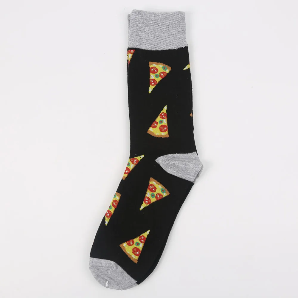 Modeager Colorful Winter Thick Skate Cool Men Socks Shark Pizza Food Animal Fruit Novelty Long Socks for Men - Цвет: b252