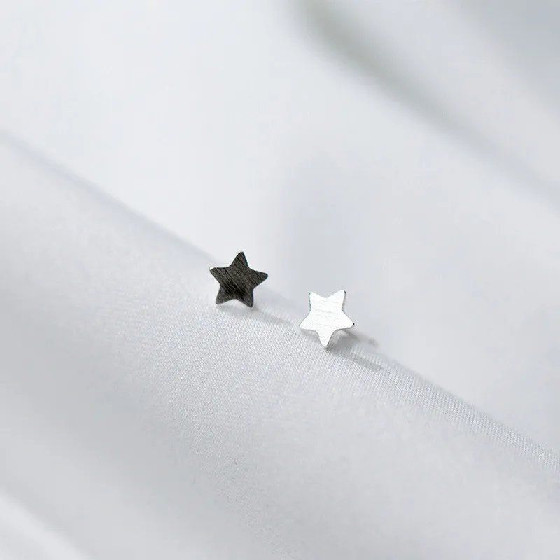 100% 925 Sterling Silver Jewelry Fashion Cute Tiny 0.5cmX0.5cm Star Stud Earrings Gift For Girls Kids Lady | Украшения и