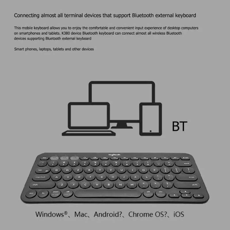 Многофункциональная Bluetooth беспроводная клавиатура для Mac, K380, хром, Windows, ультра-тонкая клавиатура для планшета, для iPhone, iPad, Android