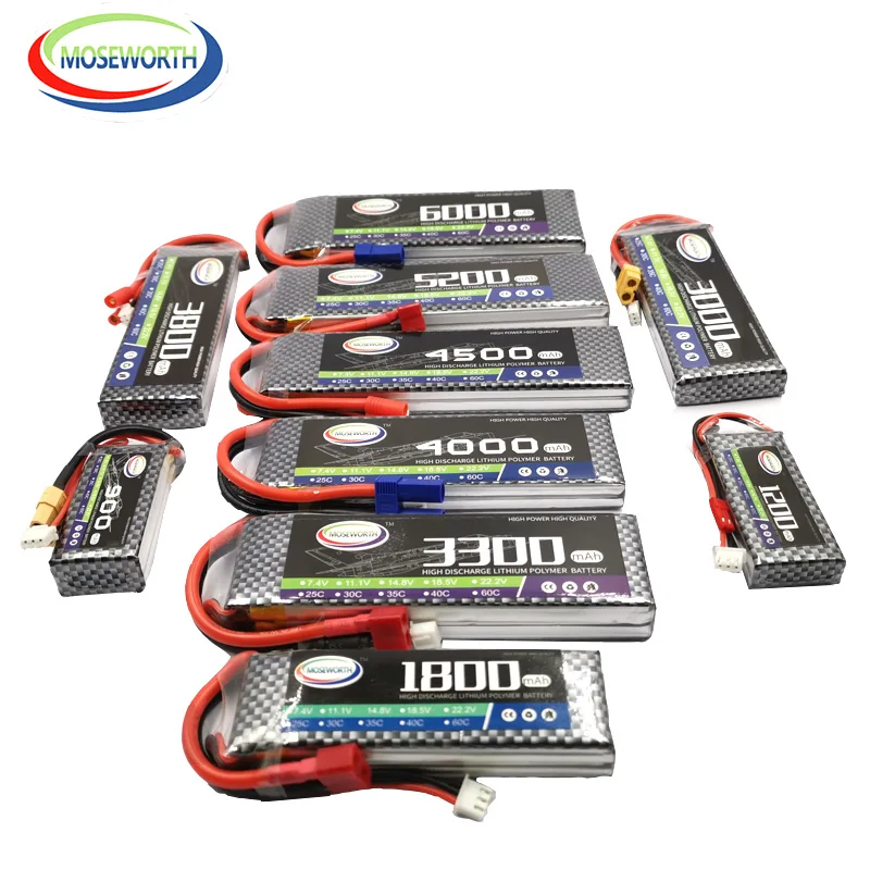 RC LiPo батарея 2 S 7,4 в 1300 мАч 1800 3300 4000 4500 5200 6000 30C 40C 60C для радиоуправляемый самолет, Квадрокоптер вертолет автомобиль