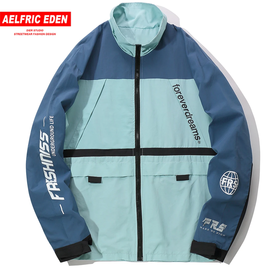 

Aelfric Eden Mens Full Zip Color Block Windbreaker Track Jackets Streetwear 2019 Male Hip Hop Casual Pockets Outwear Jacket Coat