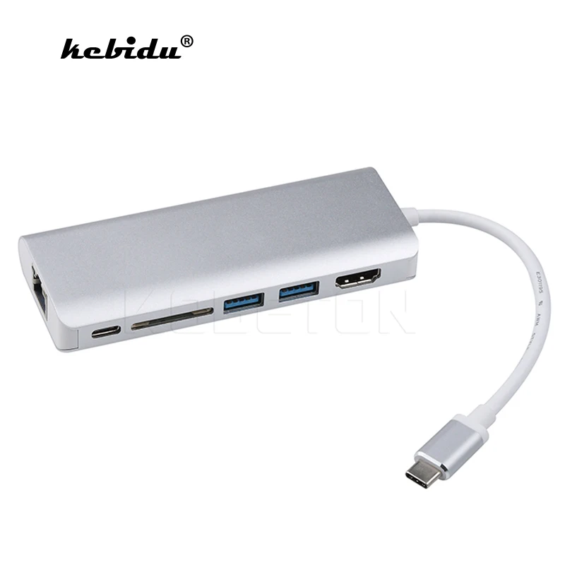 6 in1 usb type-c hub HDMI-compatible RJ45 converter For thunderbolt 3 Adapter Multiport usb3.0 usb-c charge cable sd card Slot |