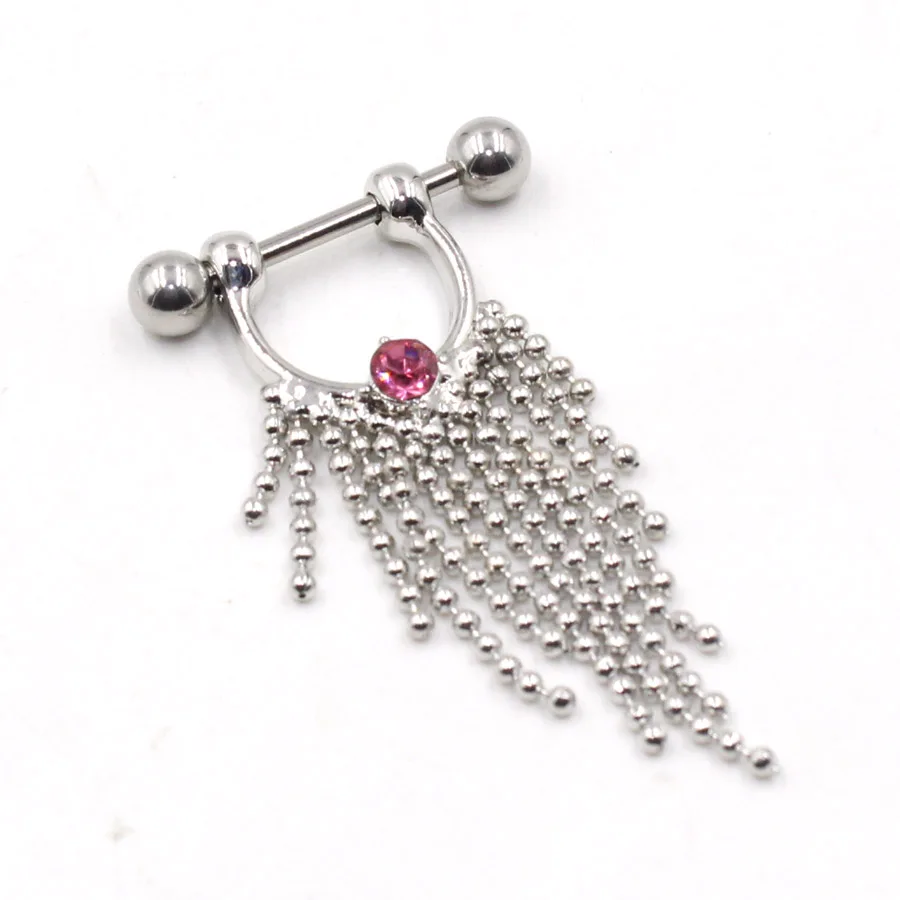 Piercing pour tétons en cristal, 2 pièces, 1.6x16x5/5mm, Punk Rock, Sexy, amour, anneaux, bijoux