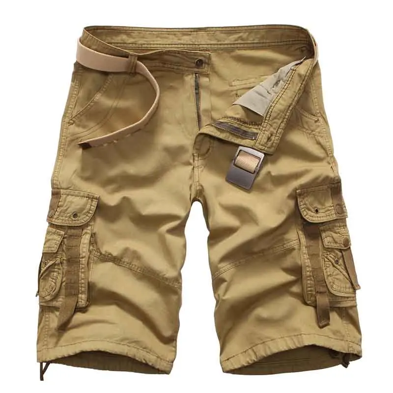 Летние камуфляжные мужские шорты Карго, хлопковые военные камуфляжные мужские шорты для бега, повседневные свободные рабочие мужские шорты с несколькими карманами