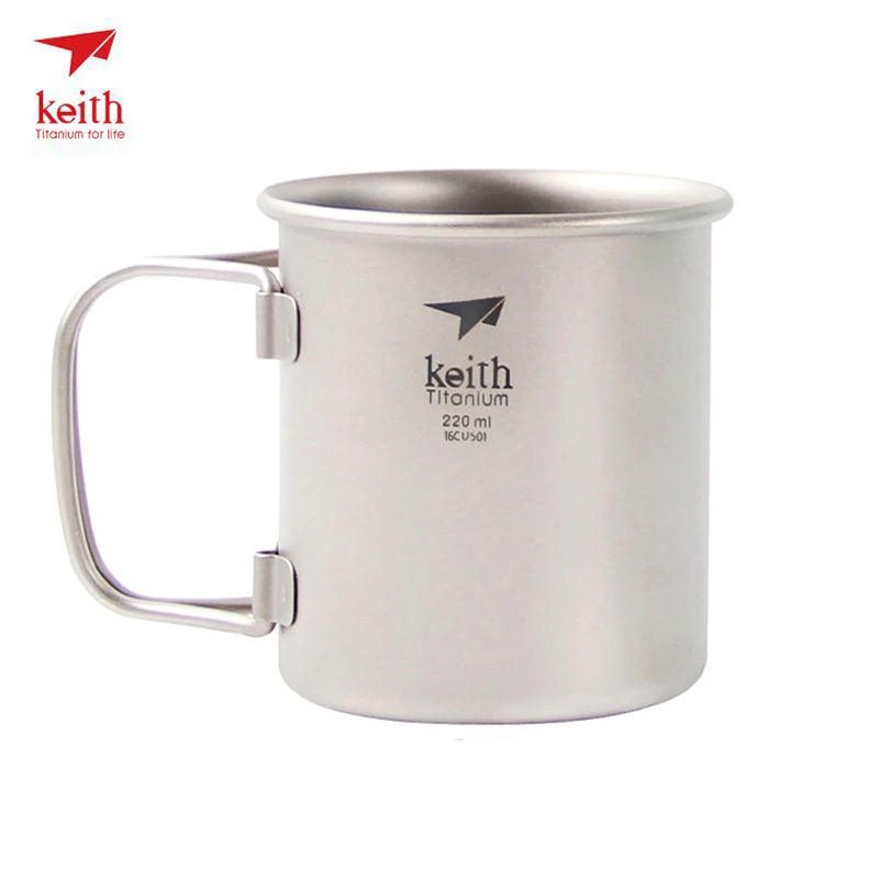Keith titanio taza mango plegable pared única Copa acampar al aire libre senderismo vasos tazas de titanio con tapa 220 ml-900 ml