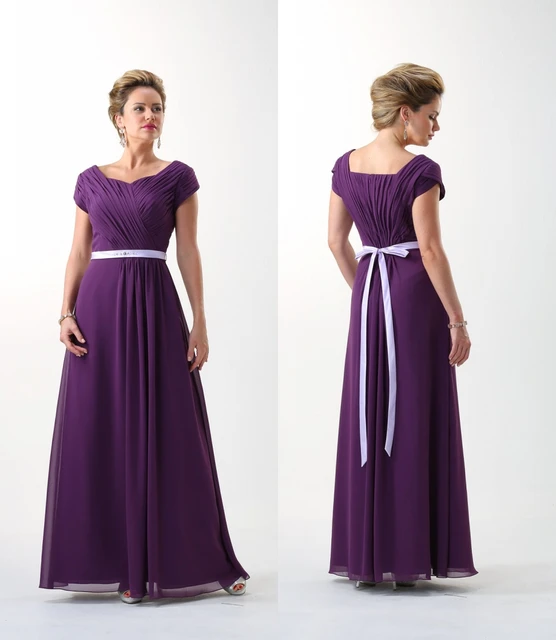 Best Offers Purple 2019 Long Modest Bridesmaid Dresses With Cap Sleeves Pleats Chiffon A-line Floor Length Boho Bridesmaid Robes Custom Made Best Offers Purple 2019 Long Modest Bridesmaid Dresses With Cap Sleeves Pleats Chiffon A-line Floor Length Boho Bridesmaid Robes Custom Made
