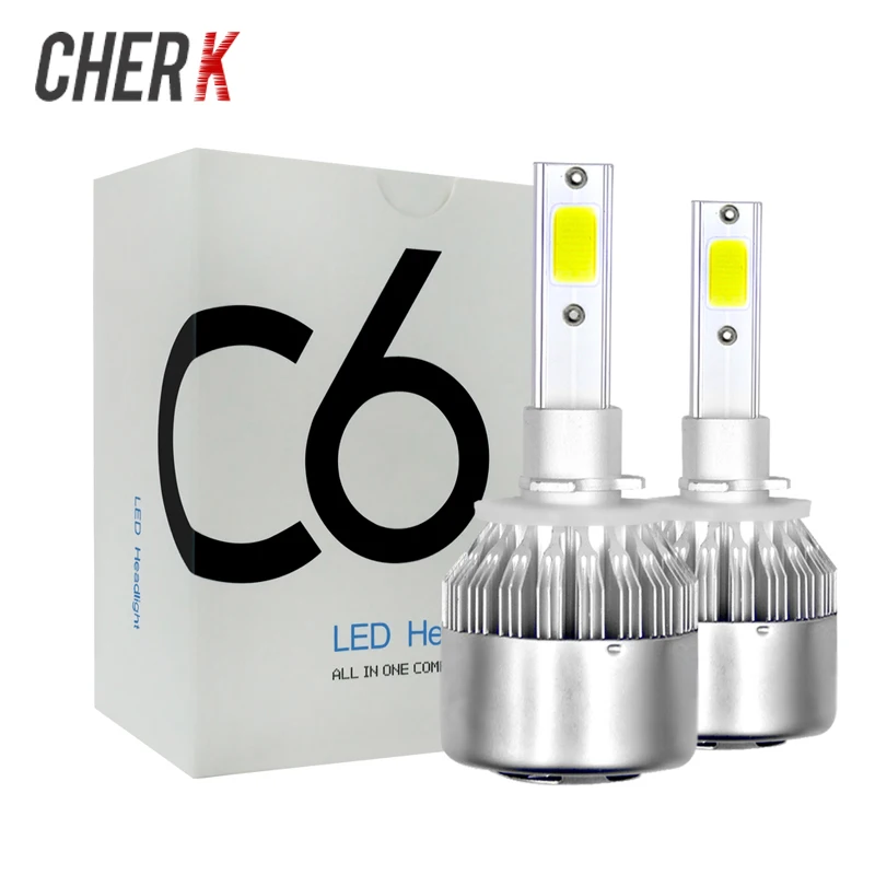 

Cherk C6 COB Car LED Headlight Bulbs 72W H1 H3 H7 H11 880 9005 9006 H4 H13 9004 9007 7200LM White 6000K Auto Headlamp Fog Lamp