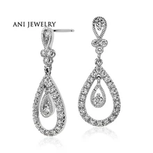 ANI с металлическим ремешком регулируемой длины с покрытием 18-ти каратным белым Золотые женские сережки с подвесками 0,74 КТ Сертифицированный I/S1 настоящим бриллиантом падение Форма Длинные Висячие серьги для Для женщин Свадебные украшения