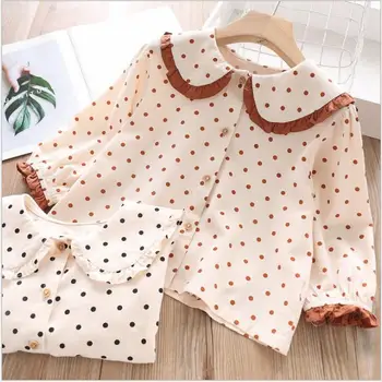 

Cotton Dot Shirts Girls 2019 Fall fashion kids Long sleeve tops sweet baby girl clothes high-grade Children clothes