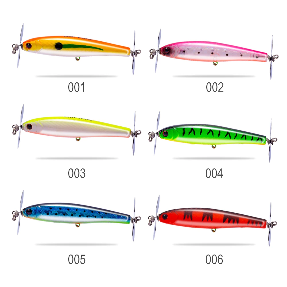 new fishing lures prop pencil bait stainless prop bass lure fishing wobblers floating artificiali pesca mare 90mm 14.5g