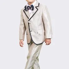 Детский костюм с отворотом и двумя пуговицами Custome Homme, милый детский комплект одежды, торжественные костюмы с цветочным принтом для мальчиков, блейзер(куртка+ штаны+ галстук-бабочка