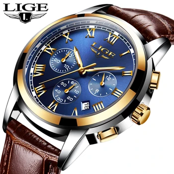 

LIGE Watches Men Sport Waterproof Date Analogue Quartz Mens Watches Chronograph Business Watches For Men Relogio Masculino+Box