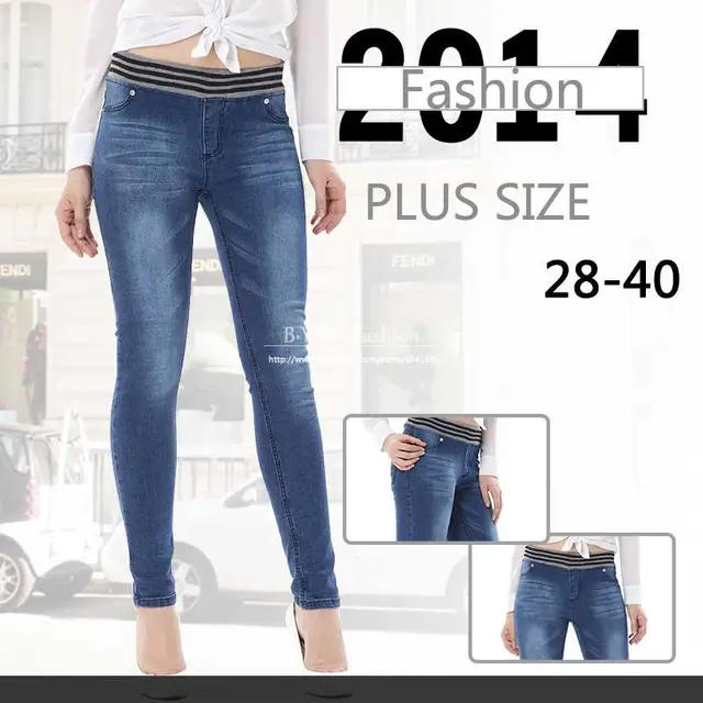 plus size 28 40 high waist women jeans elastic waist skinny denim size 28 in women