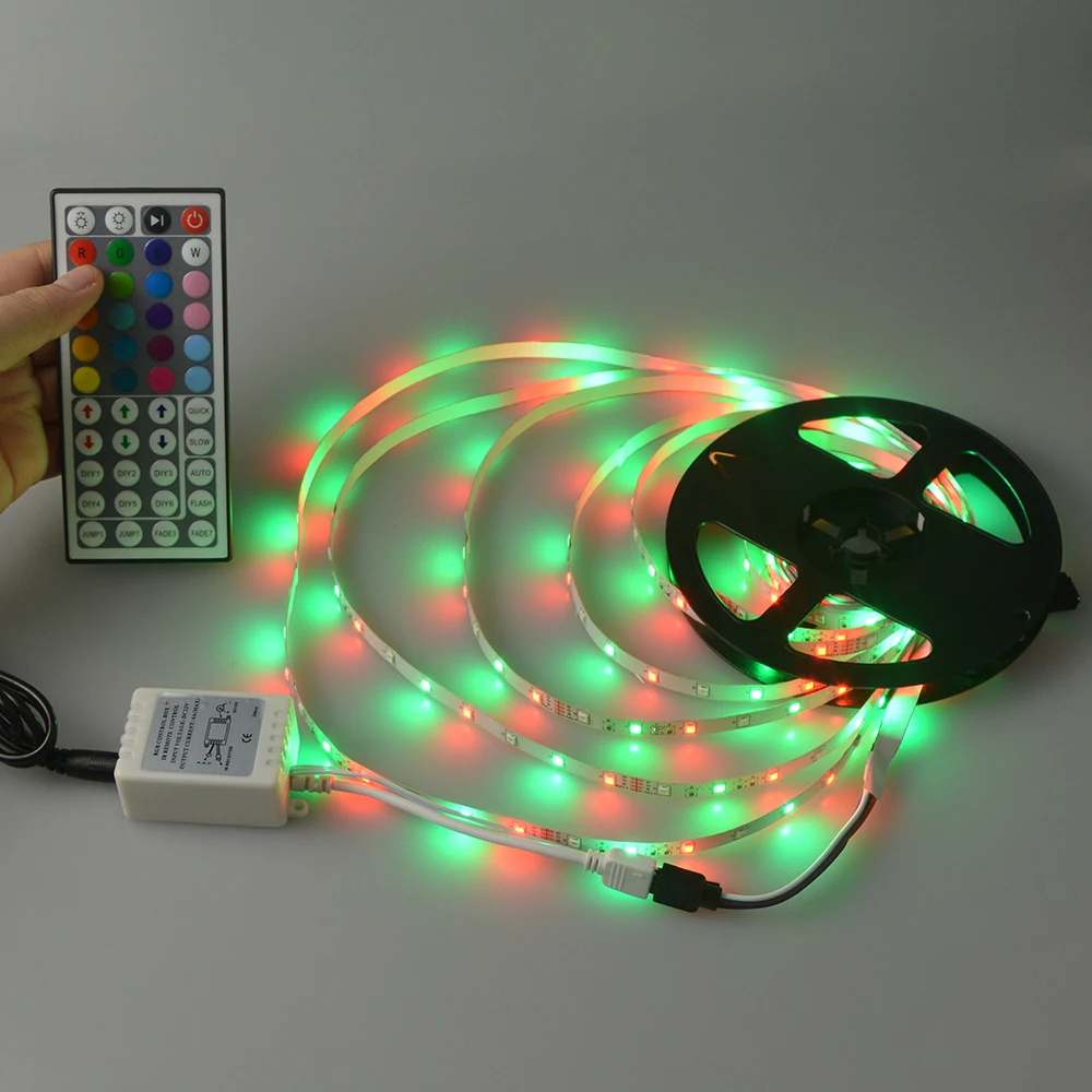 24/44 кнопочный светильник с дистанционным управлением 2835 Led RGB, 5 м/рулон, 60 светодиодов/м, декоративный светильник для гостиной, спальни, автомобиля, витрины