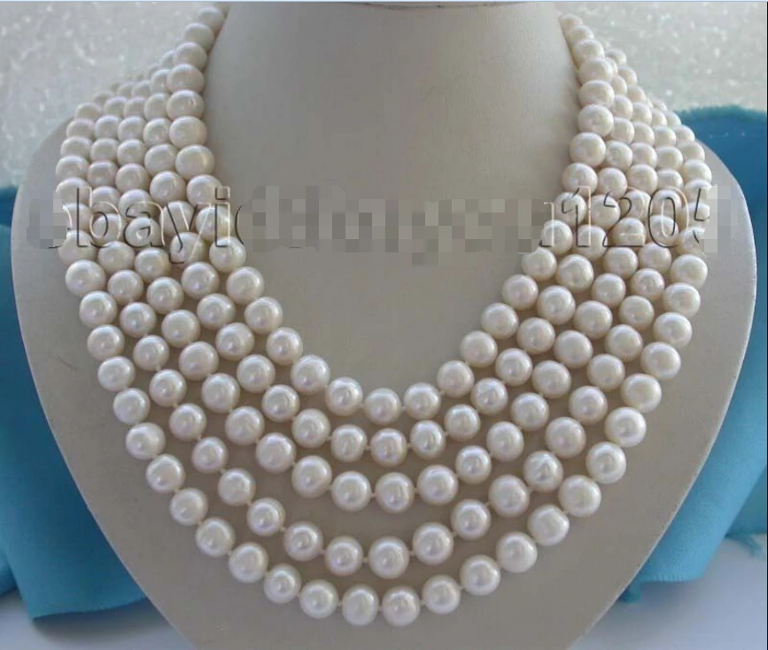 

FREE SHIPPING Longest 100" Genuine Natural 10mm White Round Pearl Necklace #f1545!