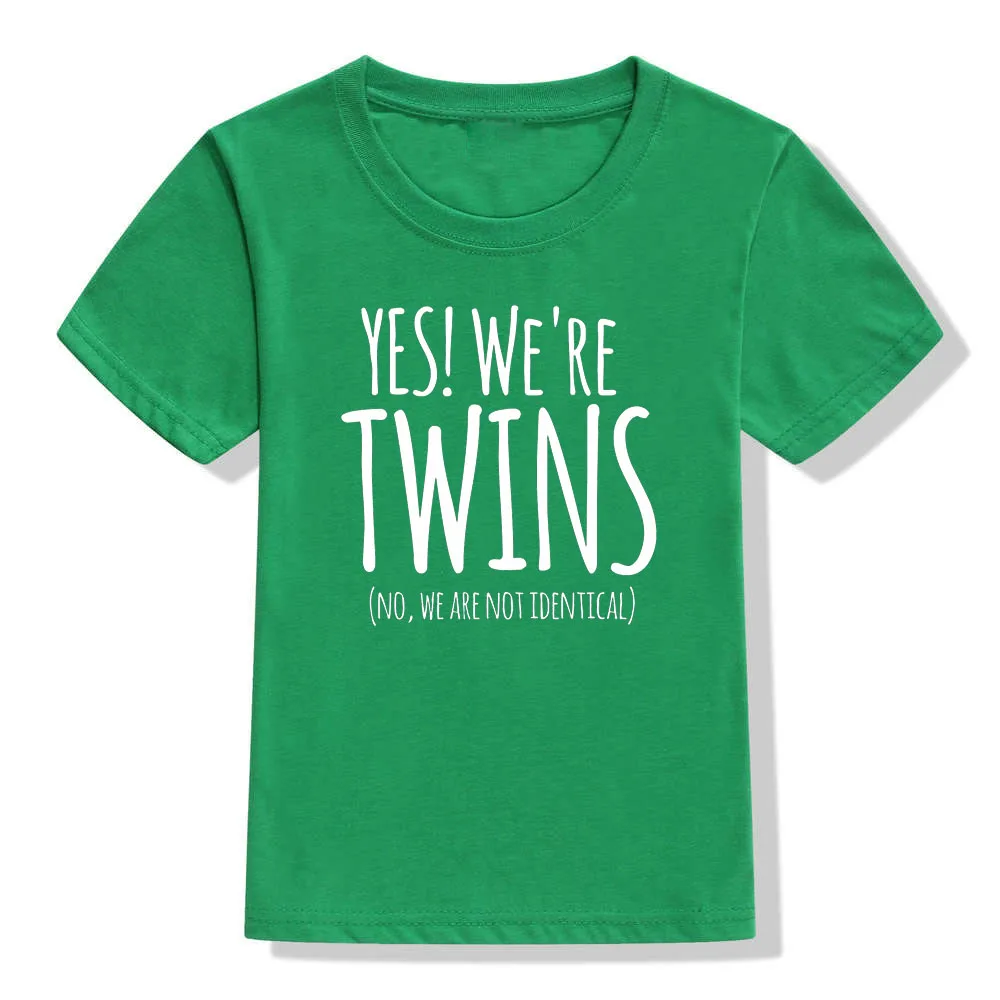 Yes We Are Twins, принт с буквами для детей, футболка для мальчиков, новые летние детские шорты для мальчиков, одежда с рукавами, модные футболки для мальчиков - Цвет: 46M4-KSTGN-