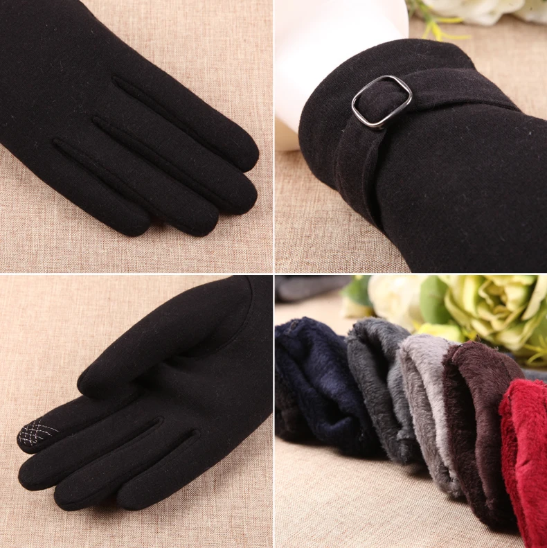 Перчатки женские зимние теплые перчатки для вождения плюс бархат Сенсорный экран холодная тонкая секция относится к не падающим бархатные перчатки BL013N1