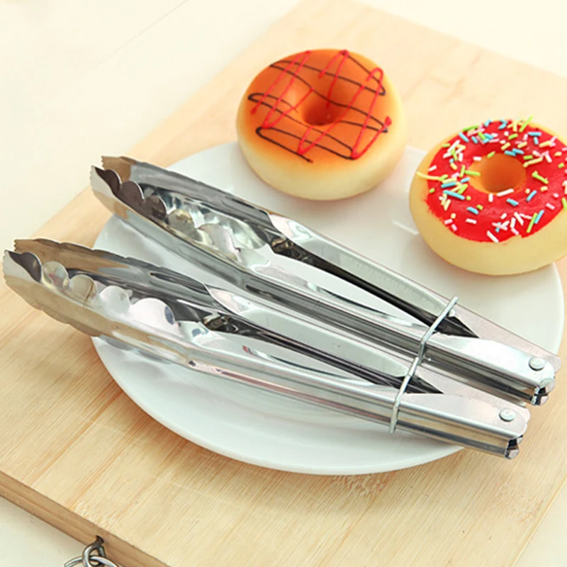 Hot 1 Piece 9 inch BBQ Tongs Silicone Cover Handle Kitchen Tongs Lock