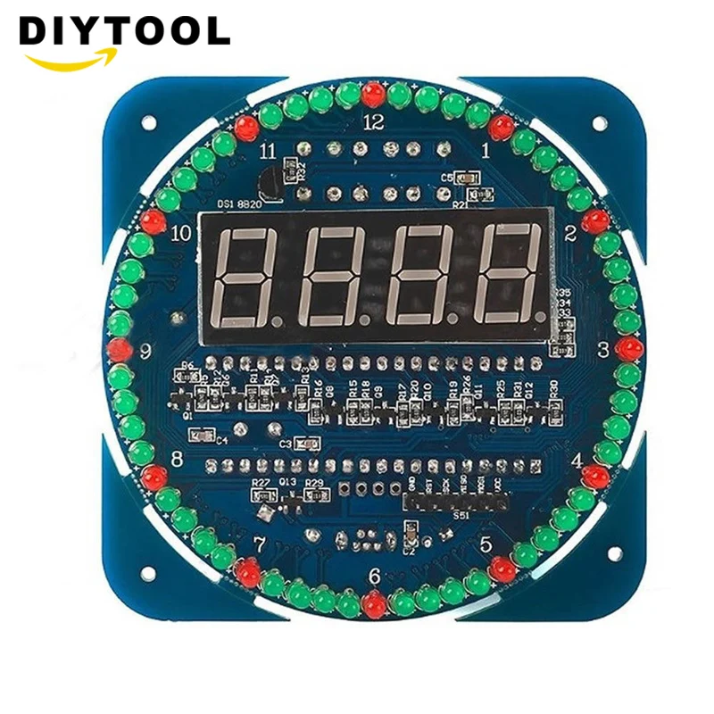 DS1302 вращающийся светодиодный Дисплей сигнализации Электронные часы модуль светодиодная панель температурного контроля таймер