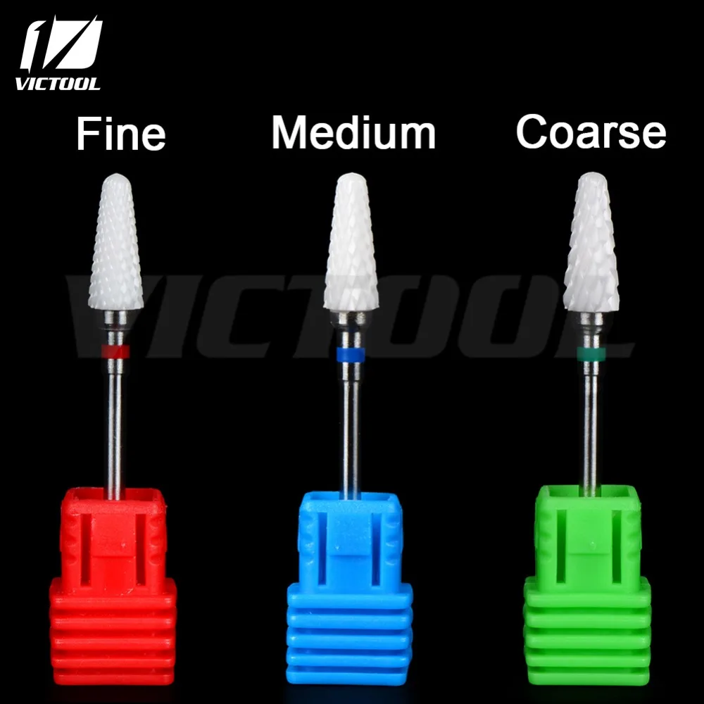 3 Grind Teeth Available Ceramic Nail Bit L Type For Electric Nail Drill Manicure Pedicure