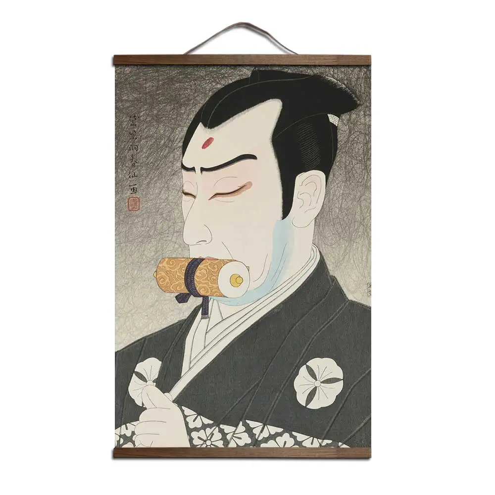 Японский Ukiyoe для живописи на холсте плакаты и принты украшения стены искусства домашний декор с твердой деревянной подвеской свиток - Цвет: Фиолетовый