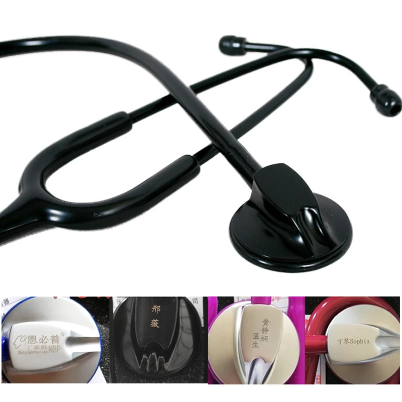 

Single head Medical professional cardiology estetoscopio all black blood pressure stethoscope with laser engraving