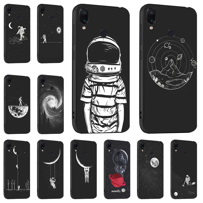 

Space Moon Astronaut Case For Xiaomi Redmi Note 7 5 Pro 5A Redmi 7 S2 Cases 3D DIY Painted Black Cover for Xiaomi Mi 9 SE A1 A2