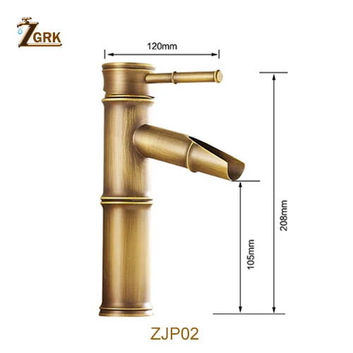 ZGRK Ванная комната кран латунный Смеситель для раковины роскошный высокий бамбук горячей и холодной воды с двумя труб Кухня открытый сад Туалет краны - Цвет: ZJP02
