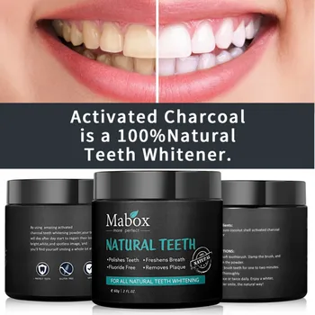 

New Activated Coconut Charcoal Teeth Cleaning Powder Natural Charcoal Tooth Whitening Powder Stain Removal For Teeth Care 60g